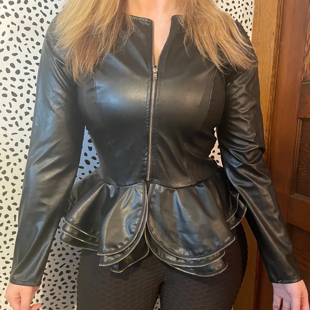 Ups & Downs black faux leather zipper jacket